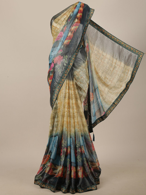 

Pothys Brown & Black Floral Printed Saree