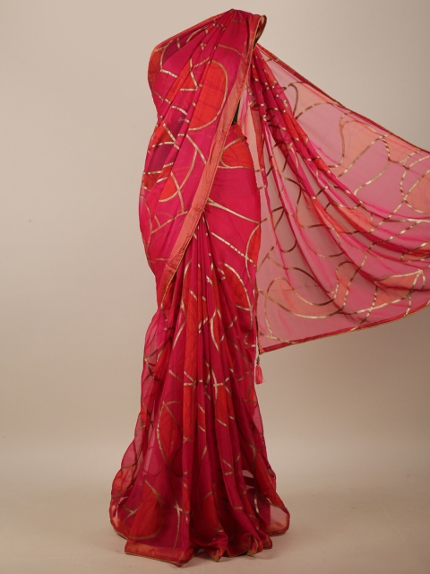 

Pothys Magenta & Gold-Toned Printed Saree