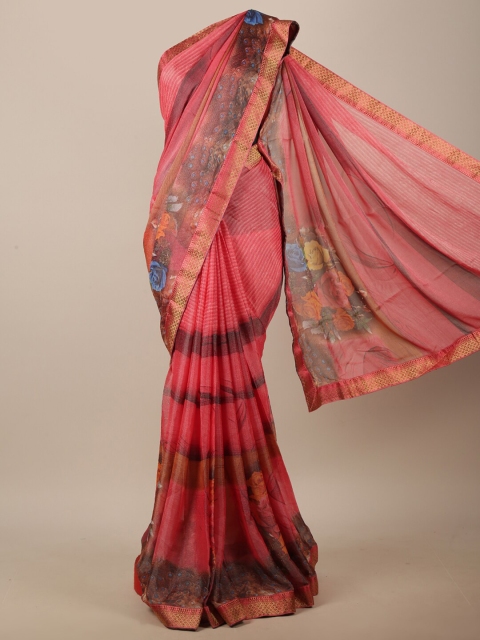 

Pothys Pink & Black Floral Printed Saree