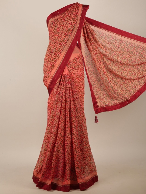 

Pothys Pink & Maroon Floral Printed Saree