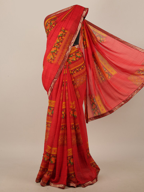

Pothys Red & Green Floral Printed Saree