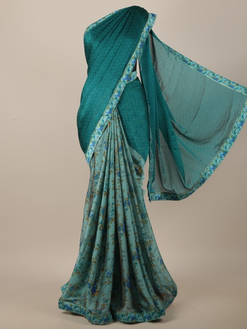 

Pothys Green & Teal Floral Printed Saree