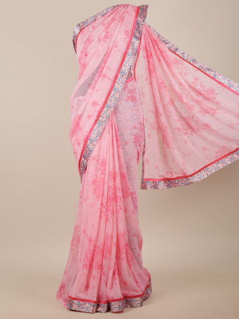 

Pothys Pink & Blue Floral Printed Saree