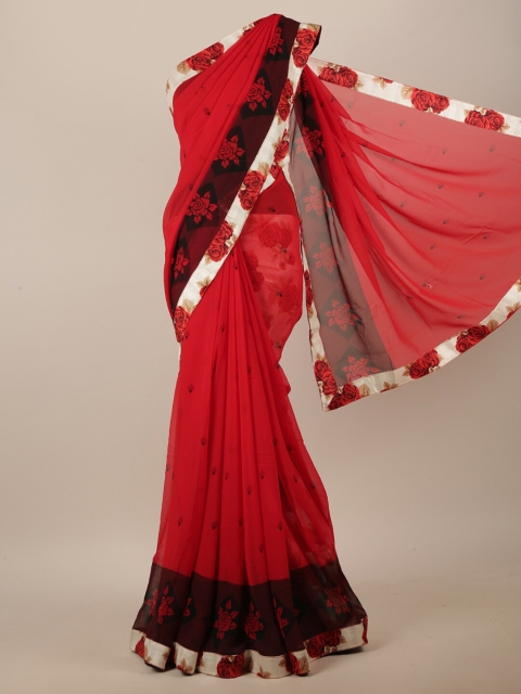 

Pothys Red & White Floral Printed Saree