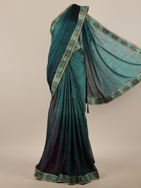 

Pothys Green & Gold-Toned Printed Zari Saree