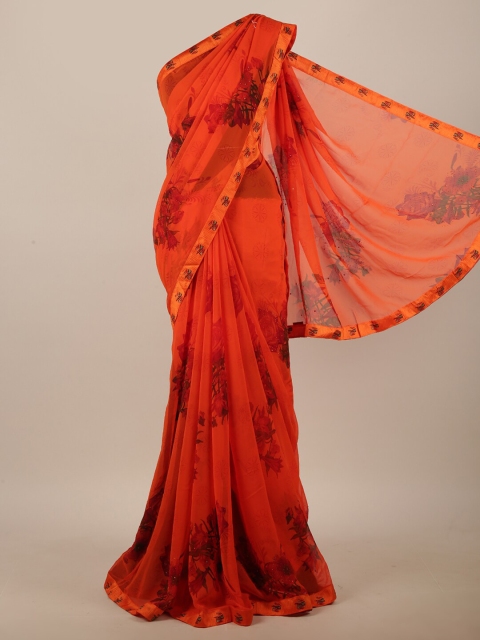 

Pothys Orange & Red Floral Printed Saree