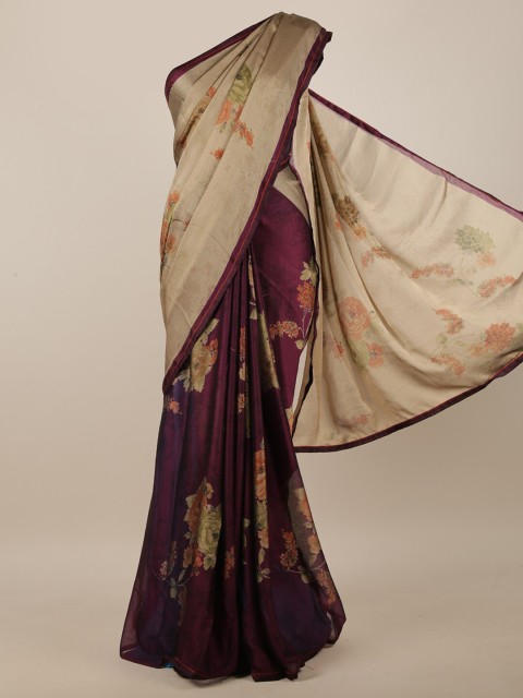 

Pothys Taupe & Beige Floral Printed Saree