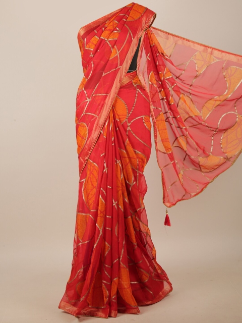 

Pothys Red & Gold-Toned Printed Saree