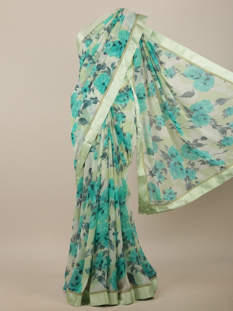 

Pothys Green & Turquoise Blue Floral Printed Saree