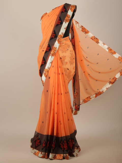 

Pothys Orange & White Floral Printed Saree