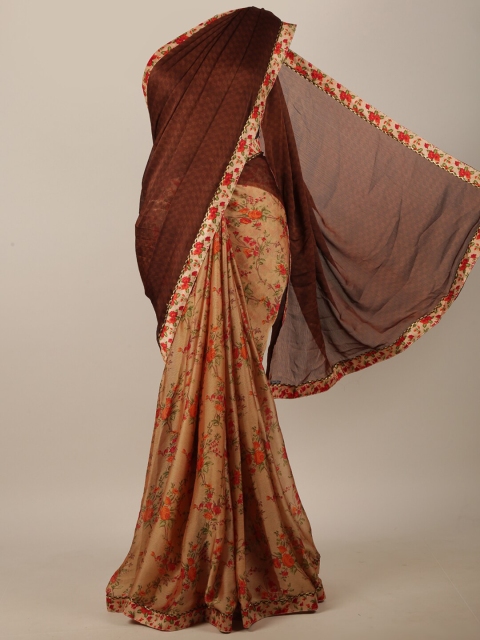 

Pothys Brown & Red Floral Printed Saree