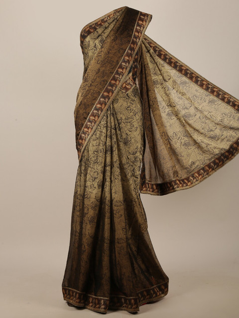 

Pothys Brown & Black Floral Printed Saree