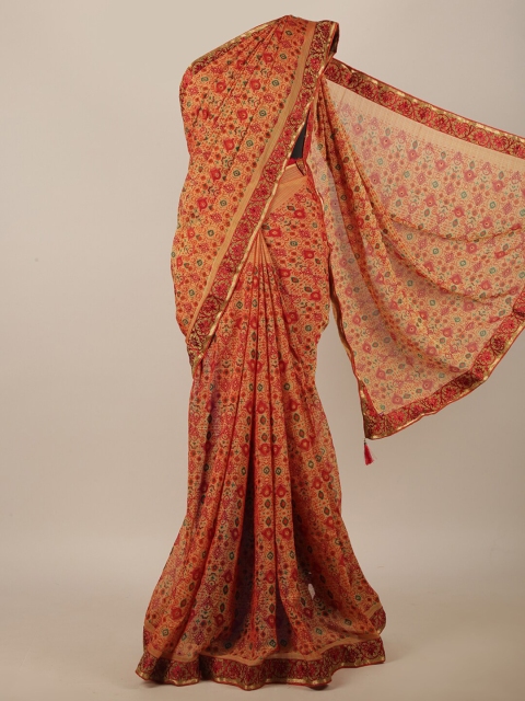 

Pothys Orange & Beige Ethnic Motifs Printed Saree