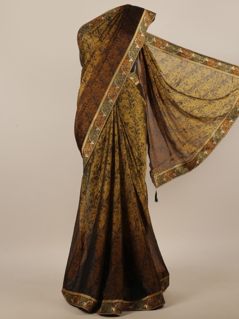

Pothys Mustard & Beige Floral Printed Saree