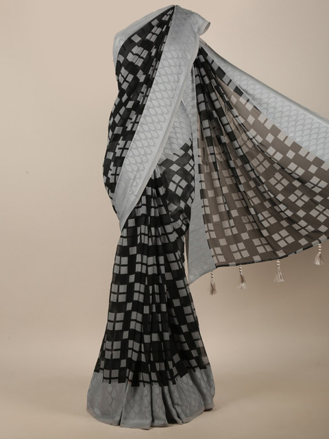 

Pothys Black & Grey Printed Saree