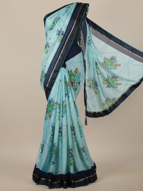

Pothys Blue & Green Floral Printed Saree