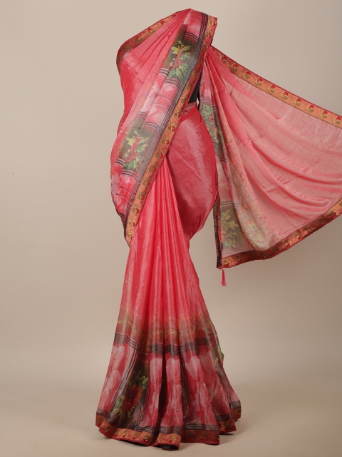 

Pothys Pink & Grey Floral Printed Saree