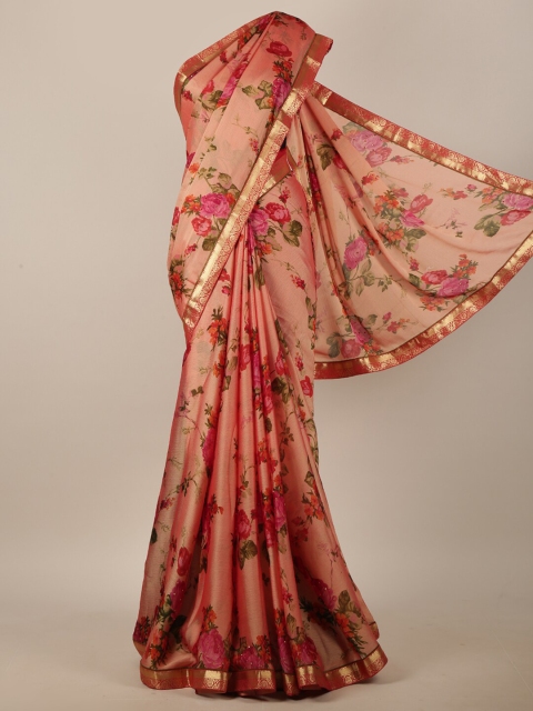 

Pothys Peach-Coloured & Red Floral Printed Saree
