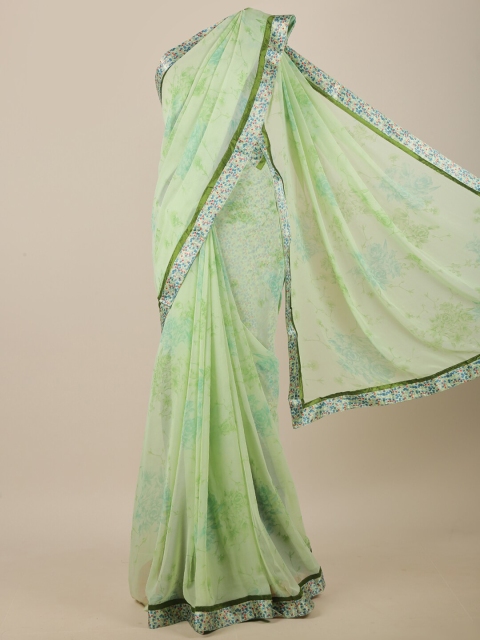 

Pothys Green & Blue Floral Printed Saree