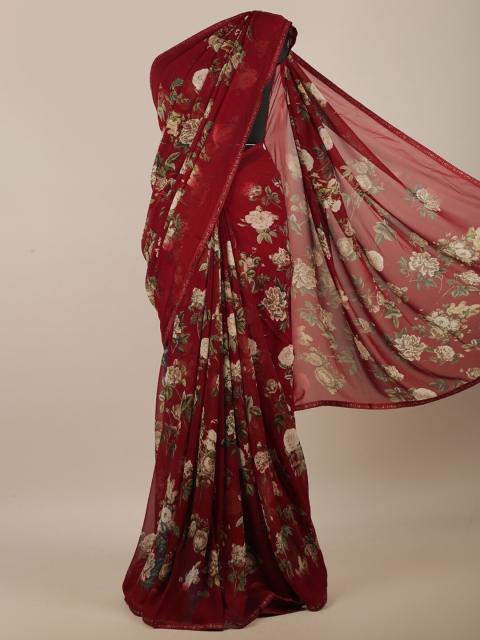 

Pothys Maroon & Green Floral Printed Saree