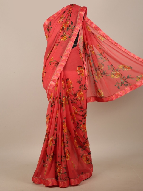

Pothys Pink & Yellow Floral Printed Saree