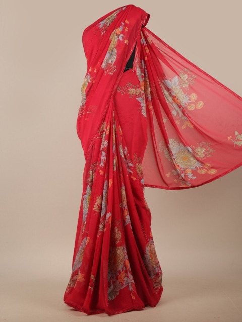 

Pothys Pink & Grey Floral Printed Saree