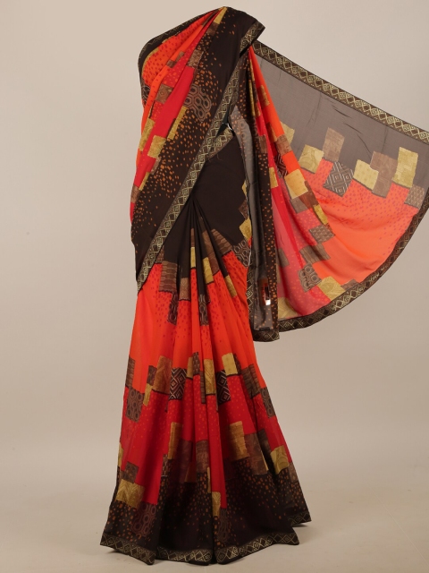 

Pothys Orange & Brown Abstract Printed Saree