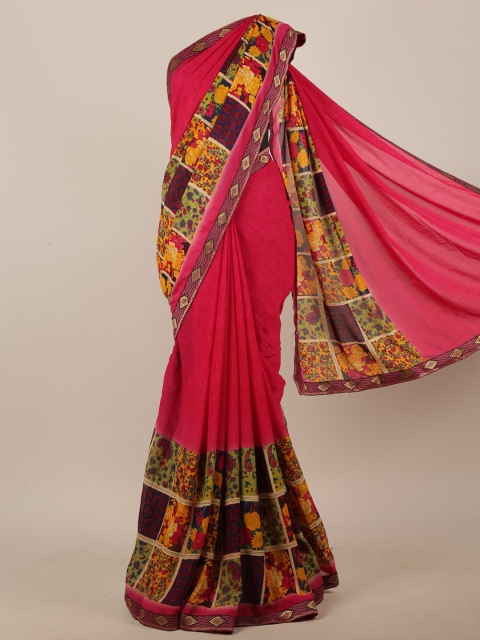 

Pothys Pink & Green Floral Printed Saree