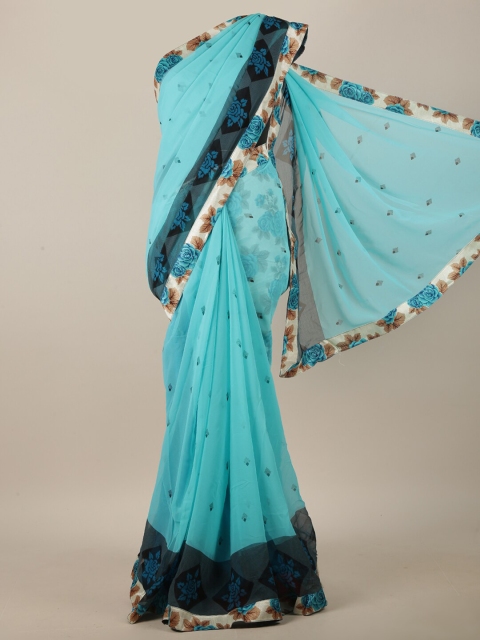

Pothys Blue & Black Ethnic Motifs Printed Saree