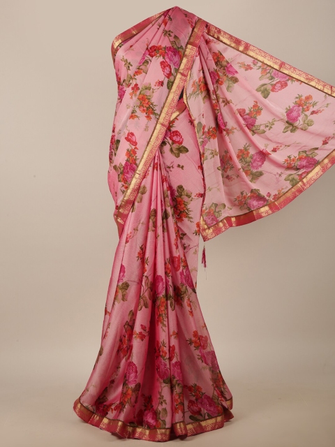 

Pothys Pink & Green Floral Printed Saree