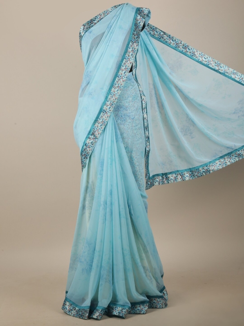

Pothys Blue & Off White Floral Printed Saree