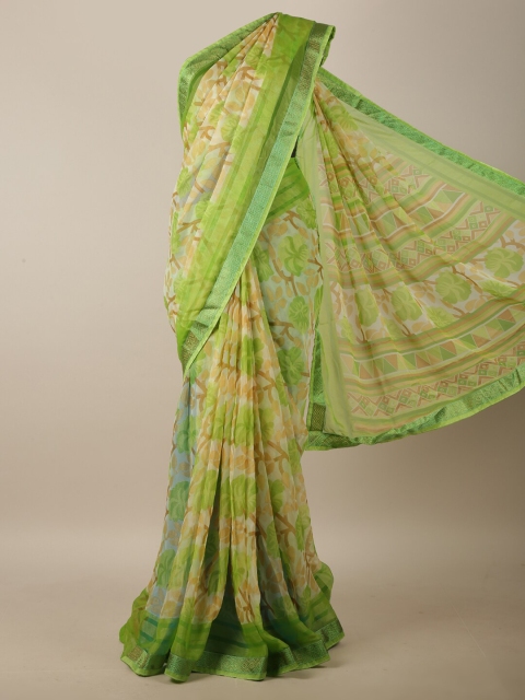 

Pothys Green & Beige Floral Printed Saree