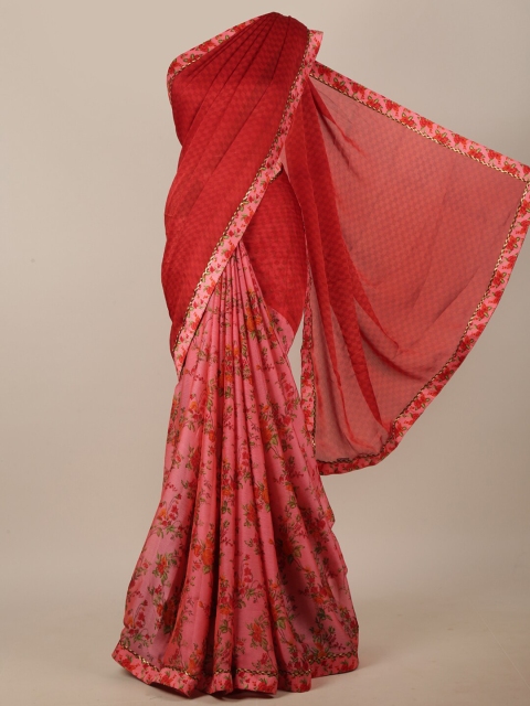 

Pothys Red & Pink Floral Printed Saree