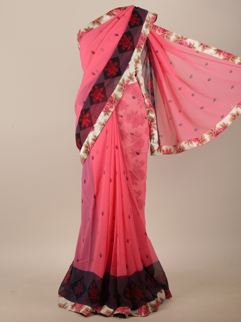 

Pothys Pink & Red Ethnic Motifs Printed Saree