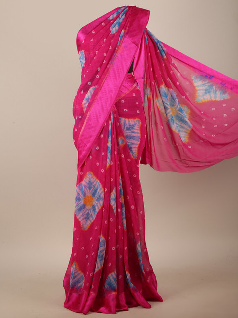 

Pothys Pink & Blue Bandhani Printed Saree