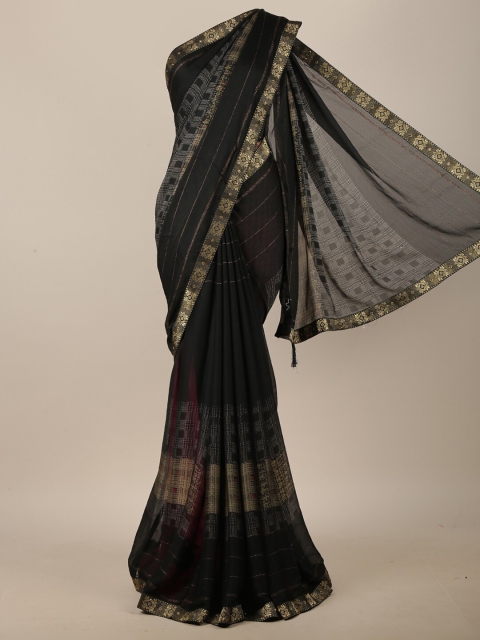 

Pothys Black & Grey Geometric Printed Saree