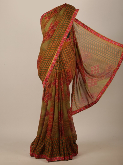 

Pothys Green & Pink Floral Printed Saree