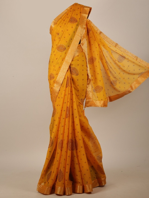 

Pothys Yellow & Red Ethnic Motifs Printed Saree