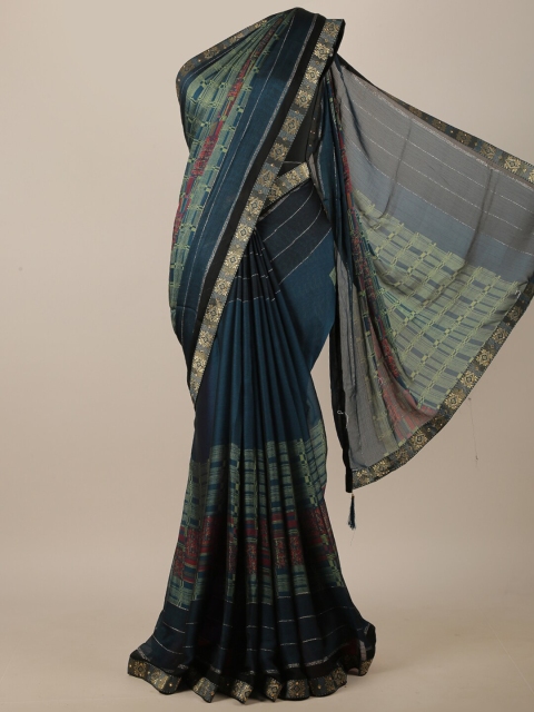 

Pothys Green & Blue Geometric Printed Saree