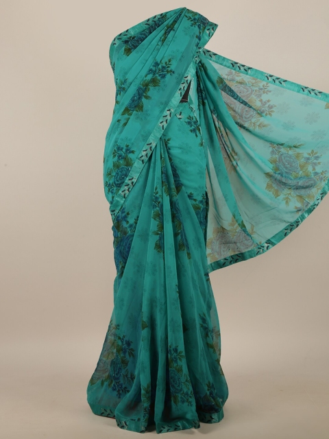 

Pothys Green & Blue Floral Printed Saree