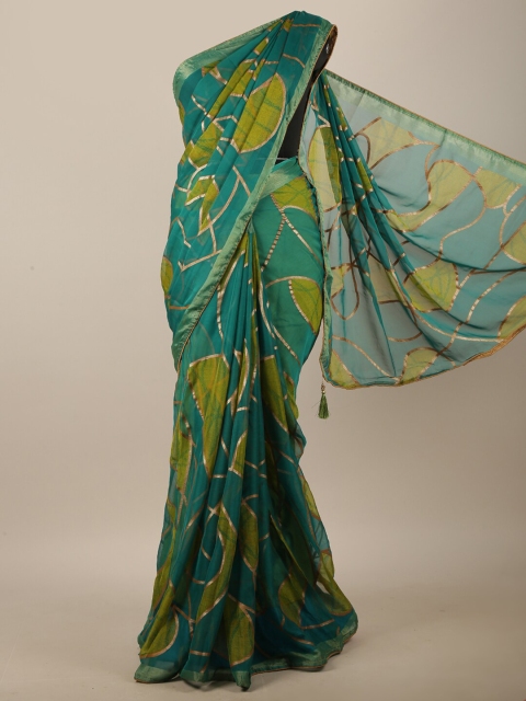 

Pothys Green & Gold-Coloured Abstract Printed Saree