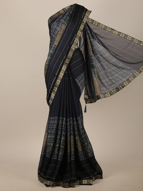 

Pothys Blue & Grey Geometric Printed Saree