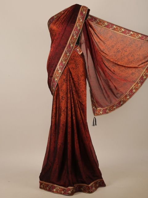 

Pothys Maroon & Rust Floral Printed Saree