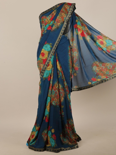 

Pothys Blue & Red Floral Printed Saree