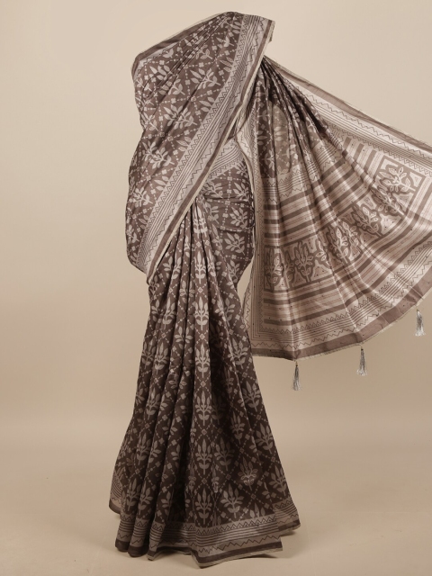 

Pothys Taupe & Grey Ethnic Motifs Printed Saree