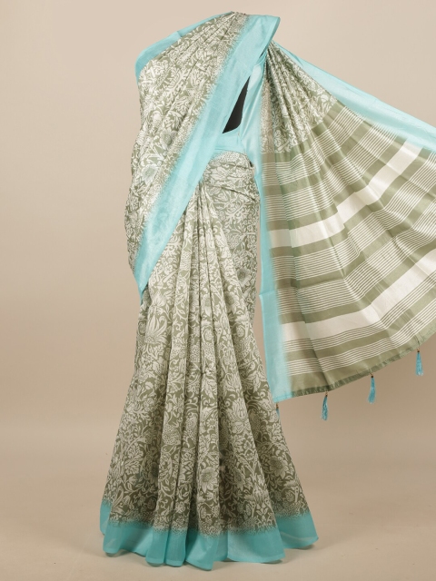 

Pothys Green & Beige Floral Printed Saree