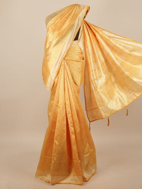 

Pothys Yellow & White Geometric Printed Saree