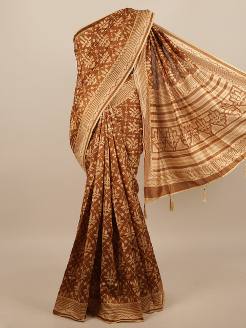 

Pothys Brown & Beige Ethnic Motifs Printed Saree