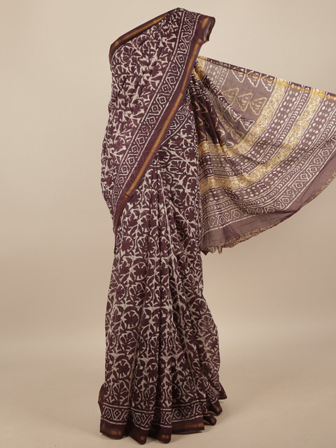

Pothys Burgundy & Beige Floral Printed Saree