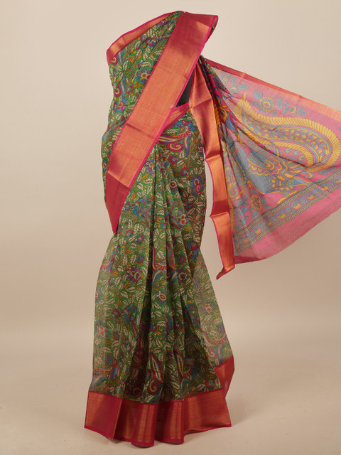 

Pothys Green & Magenta Floral Printed Saree